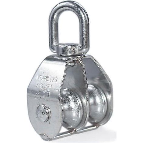Poulie de levage à double gorge M25 (1 pièce) pour câble métallique, roulements à rouleaux, acier inoxydable 304 (1/5)