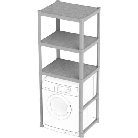 Etagère modulable dessus de machine à laver - Gris - H 184 cm - Jusqu'à 180kg de charge - Livraison gratuite