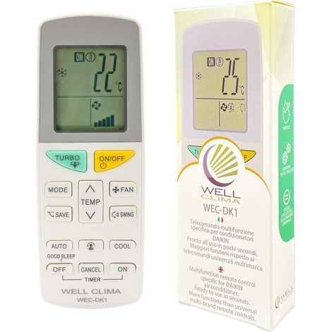 Télécommande Universelle pour Climatisateurs Daikin, Compatibilité Garantie, Design Similaire à l'Original, Jusqu'à 5 Vitesses de Ventilateur, Instructions en 6 Langues, Assistance Directe (1/5)