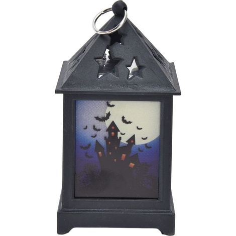 Lanterne LED Halloween, lampe de nuit portable à effet flamme pour décoration de fête, château (1/5)