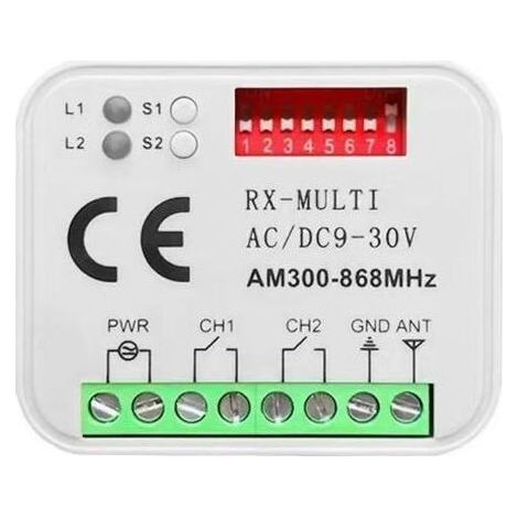 ALLIANDISRécepteur télécommandé sans fil multifréquence pour portail, porte de garage, barrière d’accès et portes électriques – Commutateur universel à distance avec fonction marche/arrêt yun (1/3)