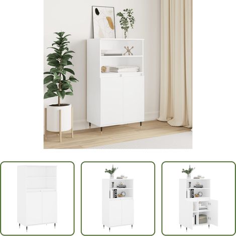 Buffet industriel -  Buffet haut Blanc 60x36x110 cm Bois d'ingénierie (1/5)