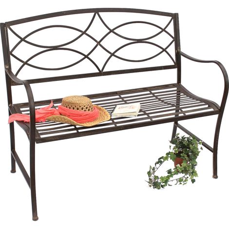 DanDiBo Gartenbank Metall Braun Wetterfest 109 cm Sitzbank 111185 2-Sitzer Bank Eisenbank Baumbank Parkbank (1/5)