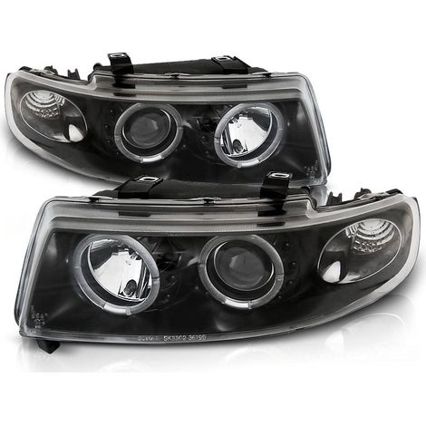 Faros SEAT LEON / TOLEDO 04 99-08 04 ANGEL EYES BLACK llantas dual halo (1/2)