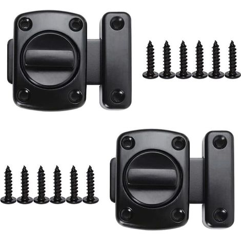 2 Pack Zinc Alloy Swing Door Latch Interior Door Lock with 12 Screws Black (1/5)