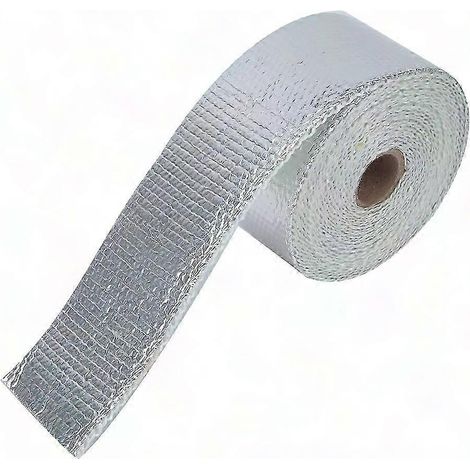 Ruban isolant thermique 5m argenté pour tuyau d'échappement auto, protection chaleur avec sangle, accessoire voiture, enveloppe résistante (1/5)