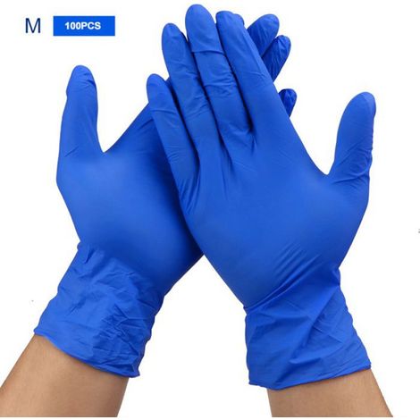 Gants Nitrile - Bleu - Taille M - 100 Pièces - Usage Professionnel Coiffure et Soins Dentaires (1/5)