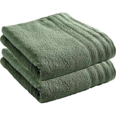 Drap de bain éponge - COTON PUR - Spa Romarin - 90 x 150 cm - 400 g/m² - Lot de 2 (1/4)