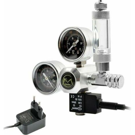Régulateur de CO2 d'Aquarium avec Adaptateur 12V, Réducteur de Pression pour Aquarium, Manomètre Double inclut Compteur De (1/5)