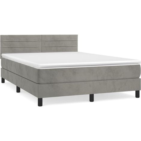 Maison Exclusive - Sommier à lattes de lit et matelas Gris clair 140x200cm Velours (1/5)