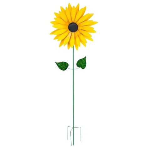 DEESSE SHOP-Sculptures en Métal de Moulin à Vent de Tournesol, Décoration de Jardin en Fer Durable, Conception Rotative, Facile à Assembler, Hauteur de 29,5 Pouces, Excellent Cadeau (Yellow) (1/5)