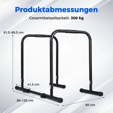 Adjustable Dip Bar Station, 660 lbs Capacity, Black Metal (1/5)