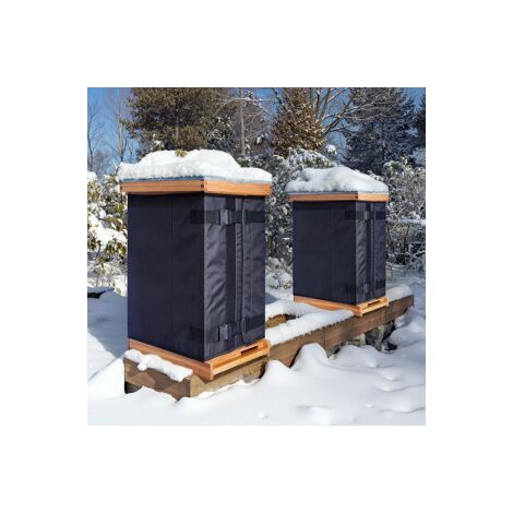 Housse isotherme de ruche Oxford 600D aluminium, protection contre le froid et le gel pour abeilles, Composition : 196 × 63 cm, Couleur : noir