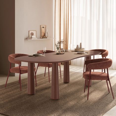 Table à manger organique 220x110x76 cm décor terracotta (1/5)