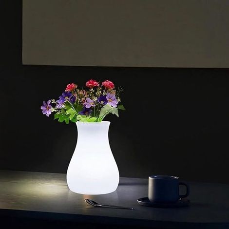 Lámpara LED tipo jarrón,regulable mediante mando a distancia,lámpara de mesa inalámbrica,recargable,con cambio de color,color blanco (1/4)