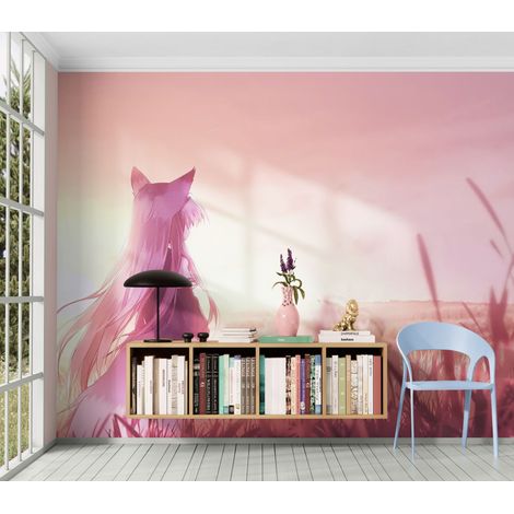 Papier Peint Anime - Fille Renard au Crépuscule - 400 x 260 cm (1/2)