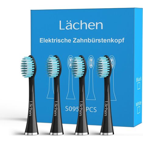 Lot de 4 têtes de brosse de rechange, poils très doux, conviennent aux personnes ayant des cavités buccales sensibles, S095 noir (1/5)