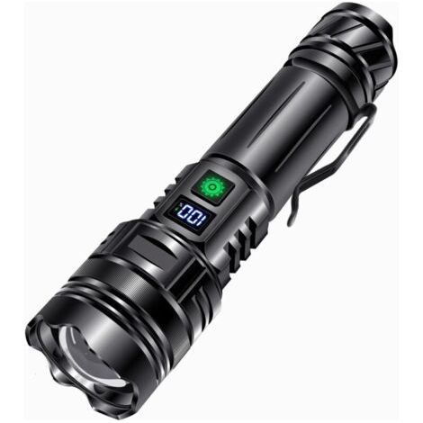 BUNTHAUS Lampe torche LED rechargeable, 30 000 lumens, ultra-puissante, 5 modes d'éclairage, étanche IP65, rechargeable, lampe tactique pour le camping, la randonnée et les situations d'urgence. (1/4)