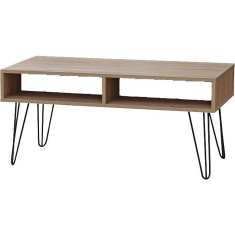 Table basse 4 niches bois et pieds métal (1/2)
