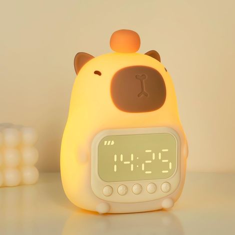 Réveil veilleuse pour enfant Capybara joli chambre à coucher lampe de table en cadeau idéal Silicone (1/5)