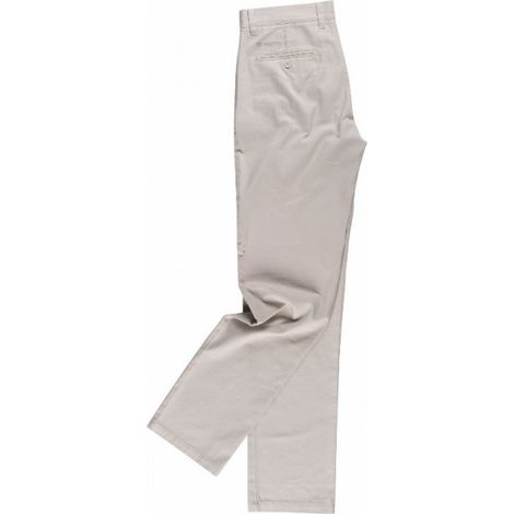 Pantalón recto de algodón para mujer con cierre de botón WORKTEAM B4025 48 Beige (1/3)