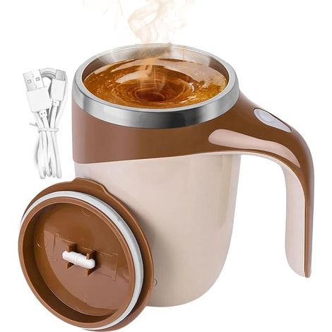 Mug à café magnétique automatique, mug à café à remuage automatique vitesse de remuage Mug magnétique automatique silencieux, tasse à café à remuage automatique avec couvercle, rechargeable, pour le (1/5)