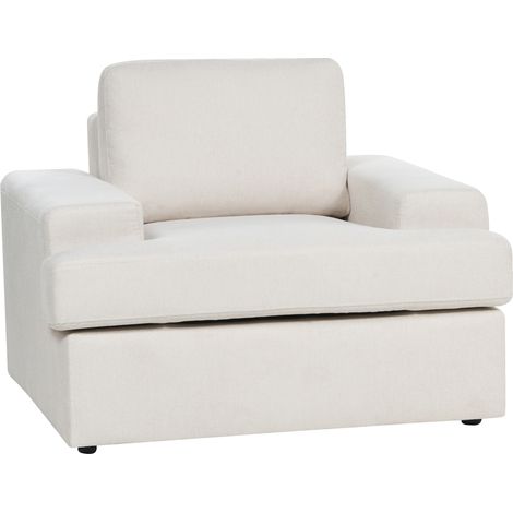 Sillón clásico tapizado tela poliéster respaldo acolchado grueso beige claro Alla
