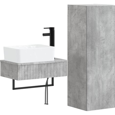 Ensemble de mobilier de salle de bain 2 pc Gris béton vidaXL (1/5)