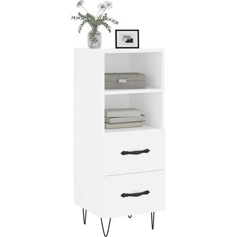Meuble de Rangement sur Pieds 34,5 x 34 x 90 cm - Buffet Bas en Bois d'Ingénierie Blanc pour Salon ou Cuisine (1/5)