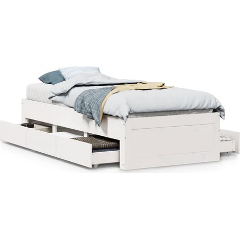Maison Exclusive - Giroletto senza Materasso con Cassetti Bianco 75x190 cm Pino (1/5)