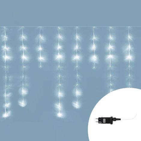 Tenda luminosa effetto pioggia 10 metri da 420 Led Bianco Freddo stalattiti altezza 90cm da esterno Wisdom (1/5)