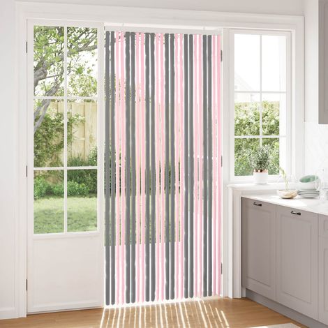 vidaXL Rideau anti-insectes en chenille Gris Argent et Rose