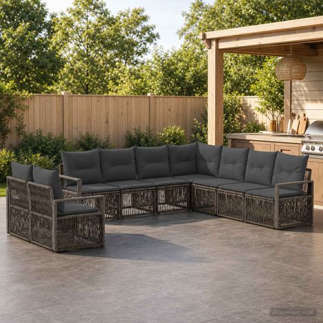 Set Divano da Giardino 9 pcs Grigio polyrattan vidaXL (1/5)