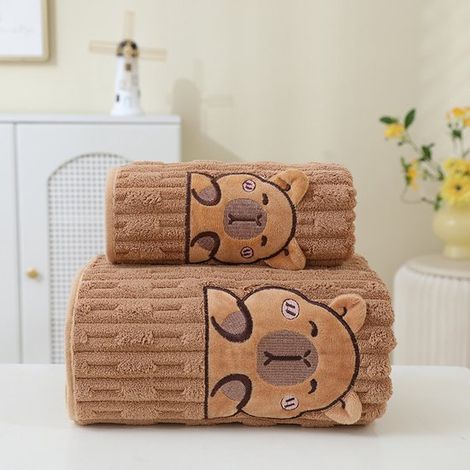 Capibara Gesichtstücher-Set – 2-teilig – Schwarz – 70 x 120 cm (1/5)