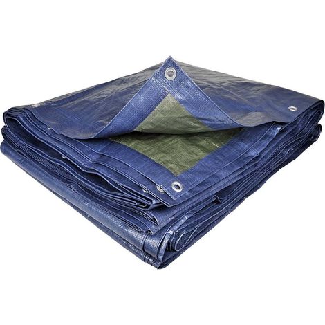 Terre Jardin – Bâche de protection polyéthylène 120g/m² – Traitement anti-UV – Dimensions 10 x 15 m – Utilisation intérieure et extérieure – Œillets tous les 50 cm