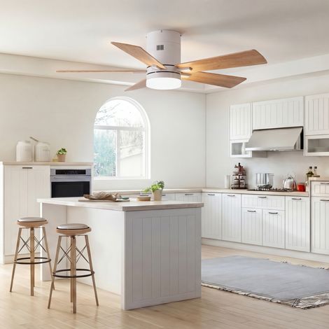 Ventilateur de plafond 2 en 1,avec éclairage LED tricolore,6 vitesses,lumière réglable 3000K à 6500K,moteur CC silencieux,Bois