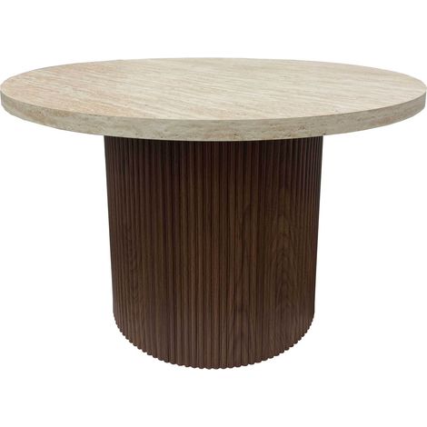 Table basse scandinave ronde 70 cm en bois foncé