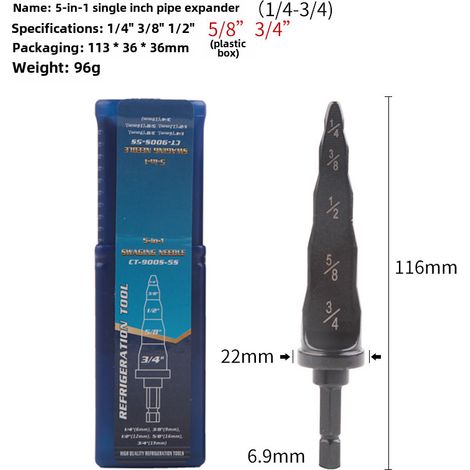 2 élargisseurs de tuyaux en cuivre à poignée hexagonale, perceuse électrique manuelle, système métrique britannique, vente en gros transfrontalière, nouveau produit (un seul élargisseur de tuyau cinq (1/5)