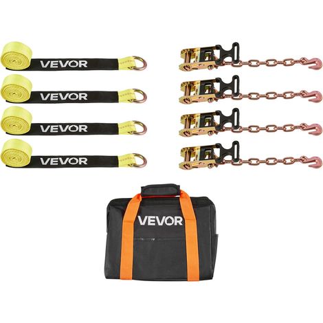 Kit d’Arrimage de Roues de Type Pneu, Sangles à Cliquet avec Crochet Robuste, Charge 1512 kg, Résistance à la Rupture 4540 kg, Sangle d’Arrimage pour VTT Moto Camion SUV Remorque, Jaune (1/5)