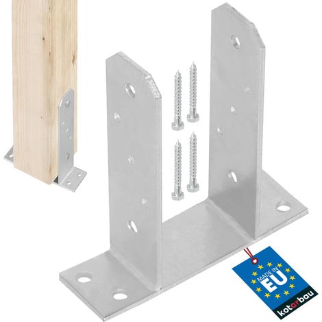 KOTARBAU® Support Poteau Bois - à Visser - TT - Acier Galvanisé - 90 mm - Argent - Pied de Poteau - Fixation Robuste - Embase (1/5)