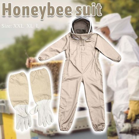 Gants Apiculteur - Combinaison Intégrale Avec Capuche En Coton Naturel - Protection Contre Les Piqûres - Taille Unique XL (1/2)