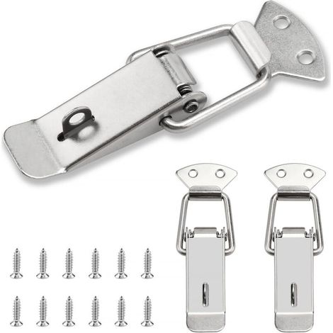 3-Piece Lever Latch Set, Spring-Loaded Latch, 112mm Toggle Latch with Hook, for Boxes, Drawers, Cabinets, Toolboxes, with 12 M4x16 Screws (1/5)