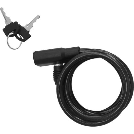 Lucchetto per bicicletta Ø8mm x 150cm in acciaio rivestito in PVC nero (include 2 chiavi) (1/5)