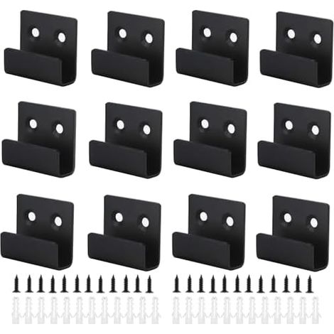 Crochet Mural Robuste 12Pcs Support Miroir de Fixation Crochets Muraux en Acier Laminé à Froid a Visser avec Vis pour Bain Cuisine Garage(Noir, Largeur Intérieure 11mm) Noir 11mm