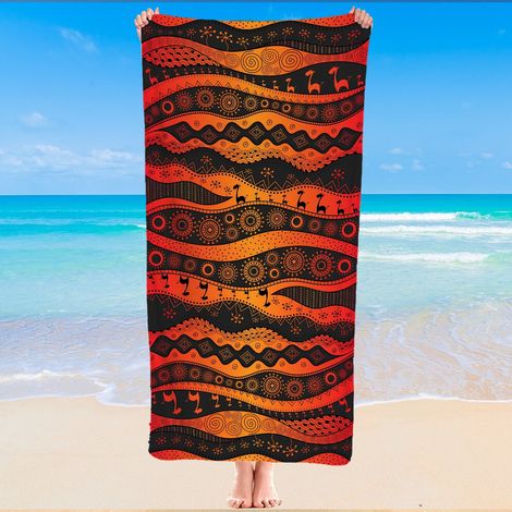 Serviette de plage en microfibre, style tribal bohème, 140x70 cm (1/5)