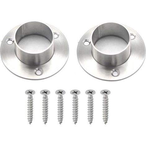Lot de 2 supports de tringle de placard en acier inoxydable, supports de tringle de placard avec vis, diamètre 38 mm (1/4)