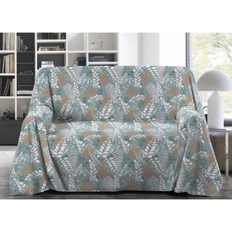 Telo Arredo Granfoulard Copritutto Salvadivano 100% Cotone Disegno Foglie, misuraSingolocoloreFoglie (1/5)