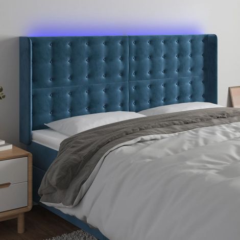 Cabecero con LED de terciopelo azul oscuro 183x16x118/128 cm vidaXL (1/5)