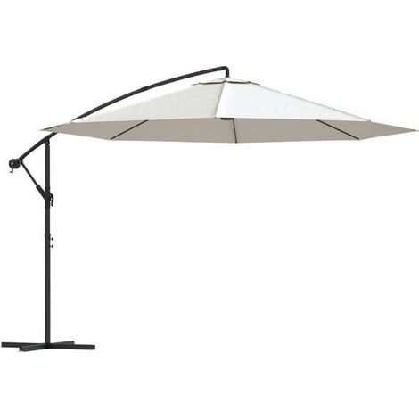 Parasol de jardin déporté de 3,5 mètres, blanc sable (1/5)