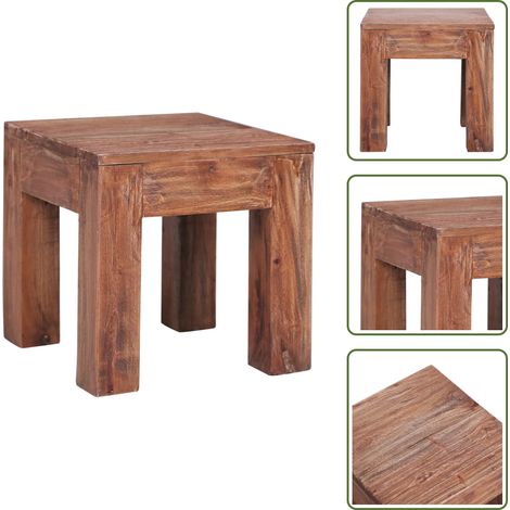The Living Store Table basse 30x30x30 cm bois d'acajou massif - Table basse vintage (1/5)